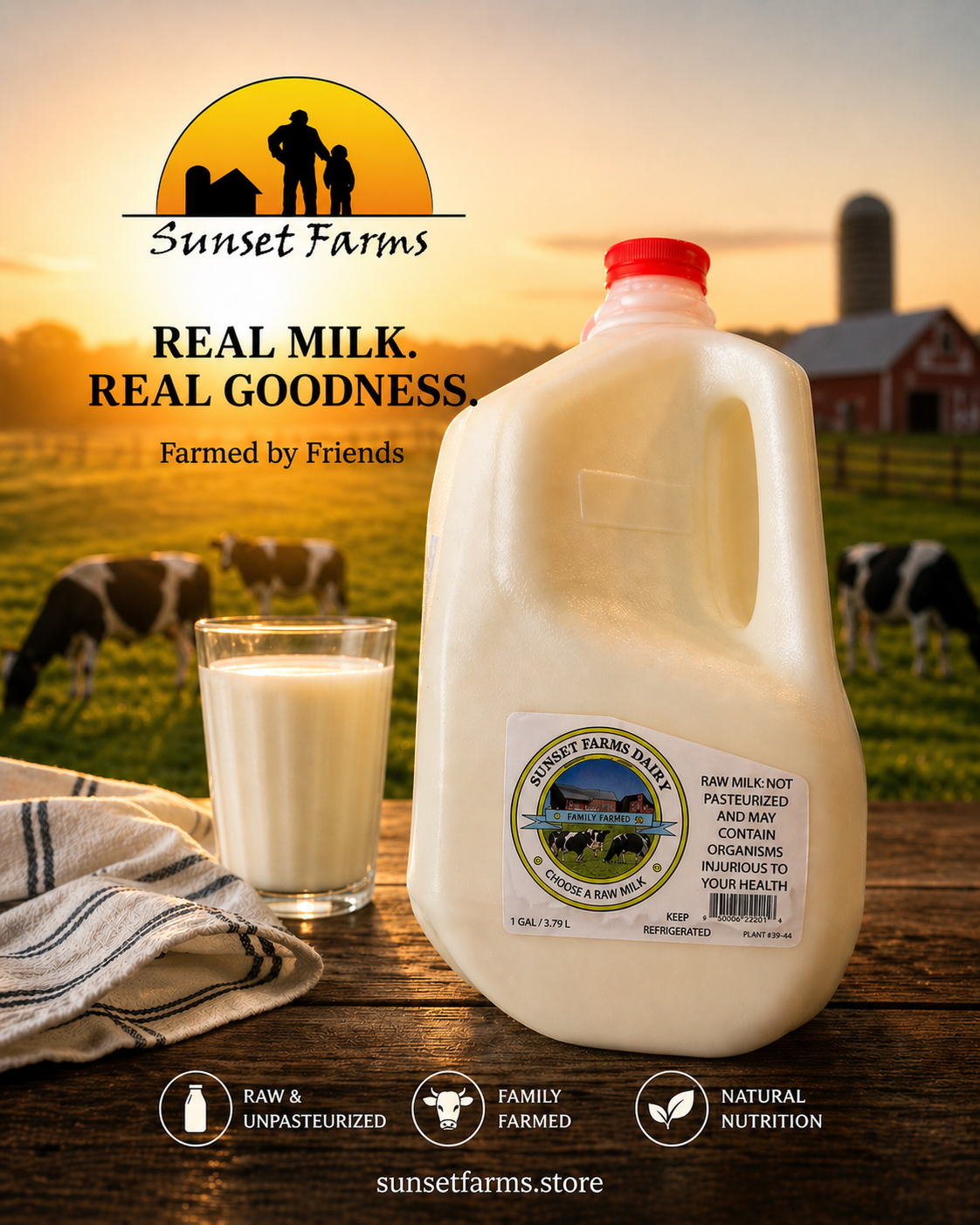 Sunset Farms fresh whole milk from the dairy